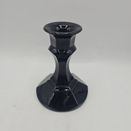 Vintage Black Amethyst Glass Candlestick