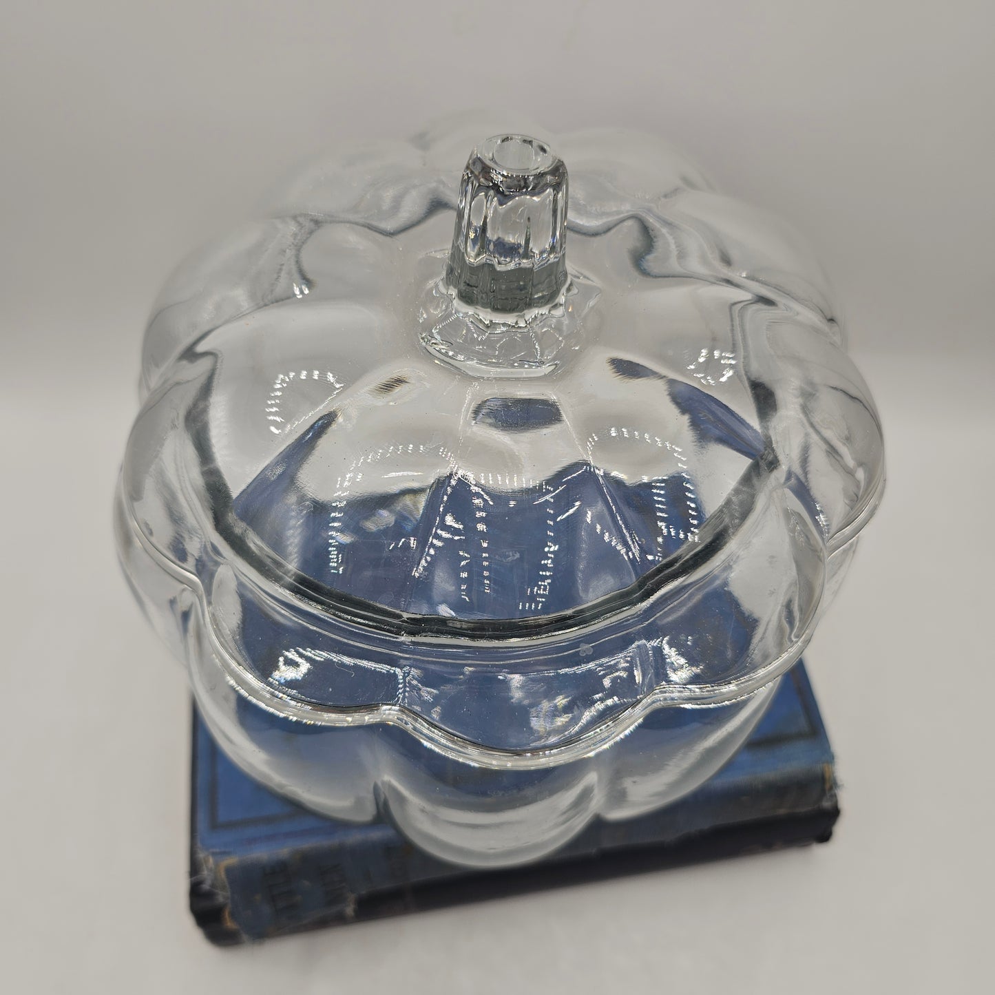 Clear Glass Pumpkin Candy Dish / Canister