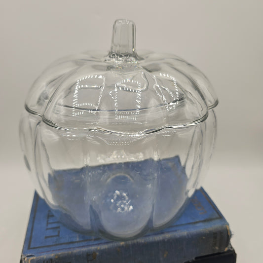 Clear Glass Pumpkin Candy Dish / Canister