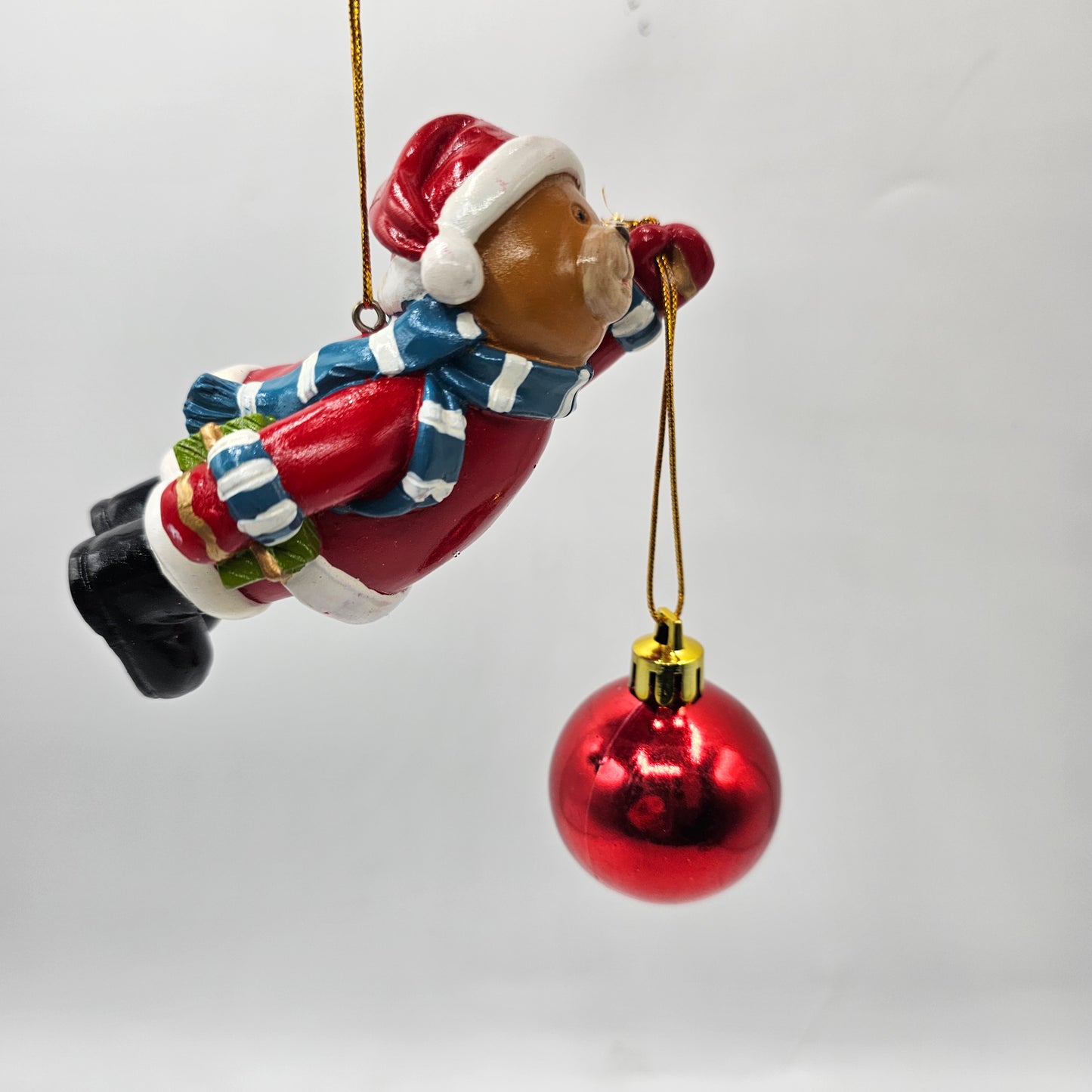 Teddy Bear with Red Glass Ball Christmas Tree Ornament