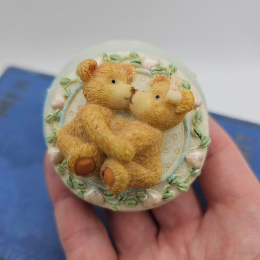 Small Bear and Flowers Lidded Trinket Box