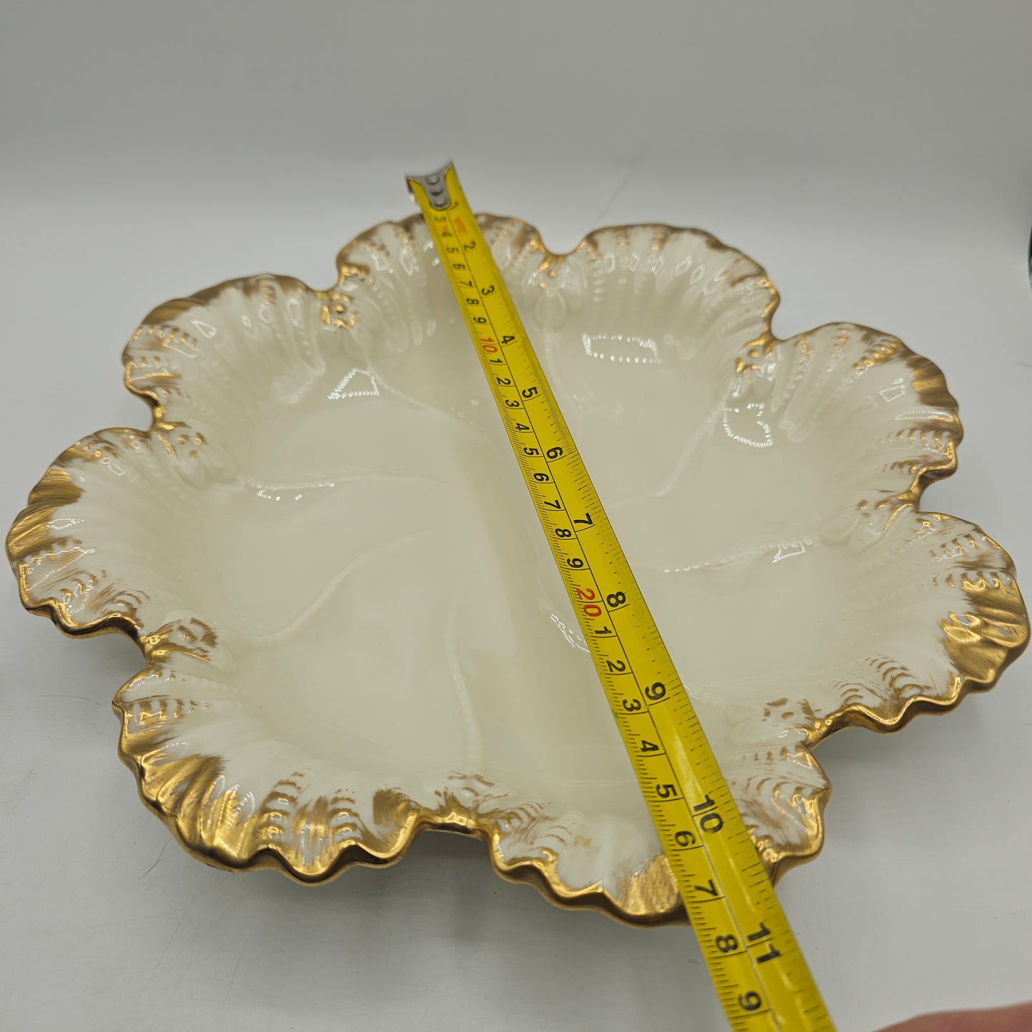 Vintage Lenox Oyster Plate. Ivory Porcelain with 24 Carat Gold Gilding