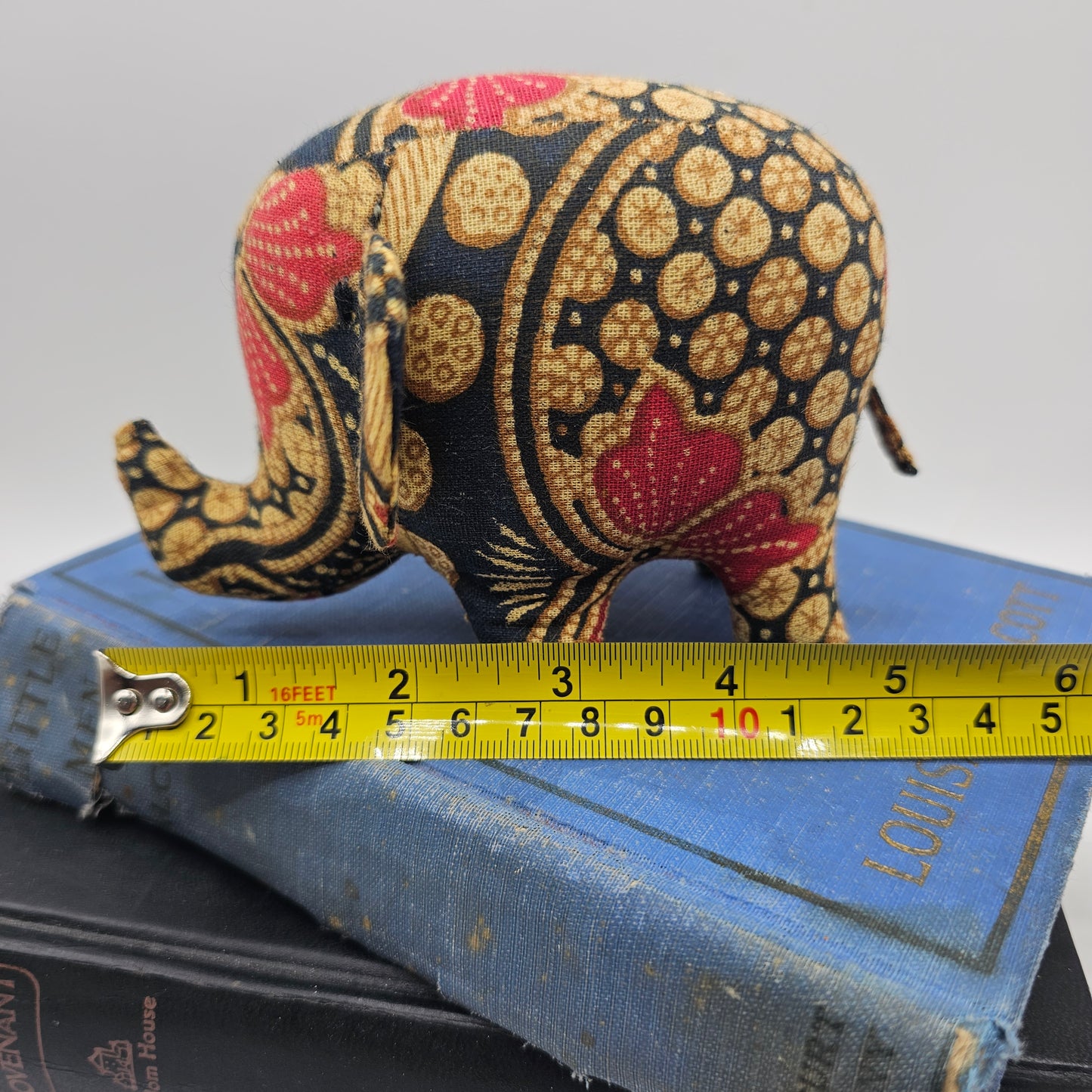 Plush Boho Elephant Decor Blue and Red