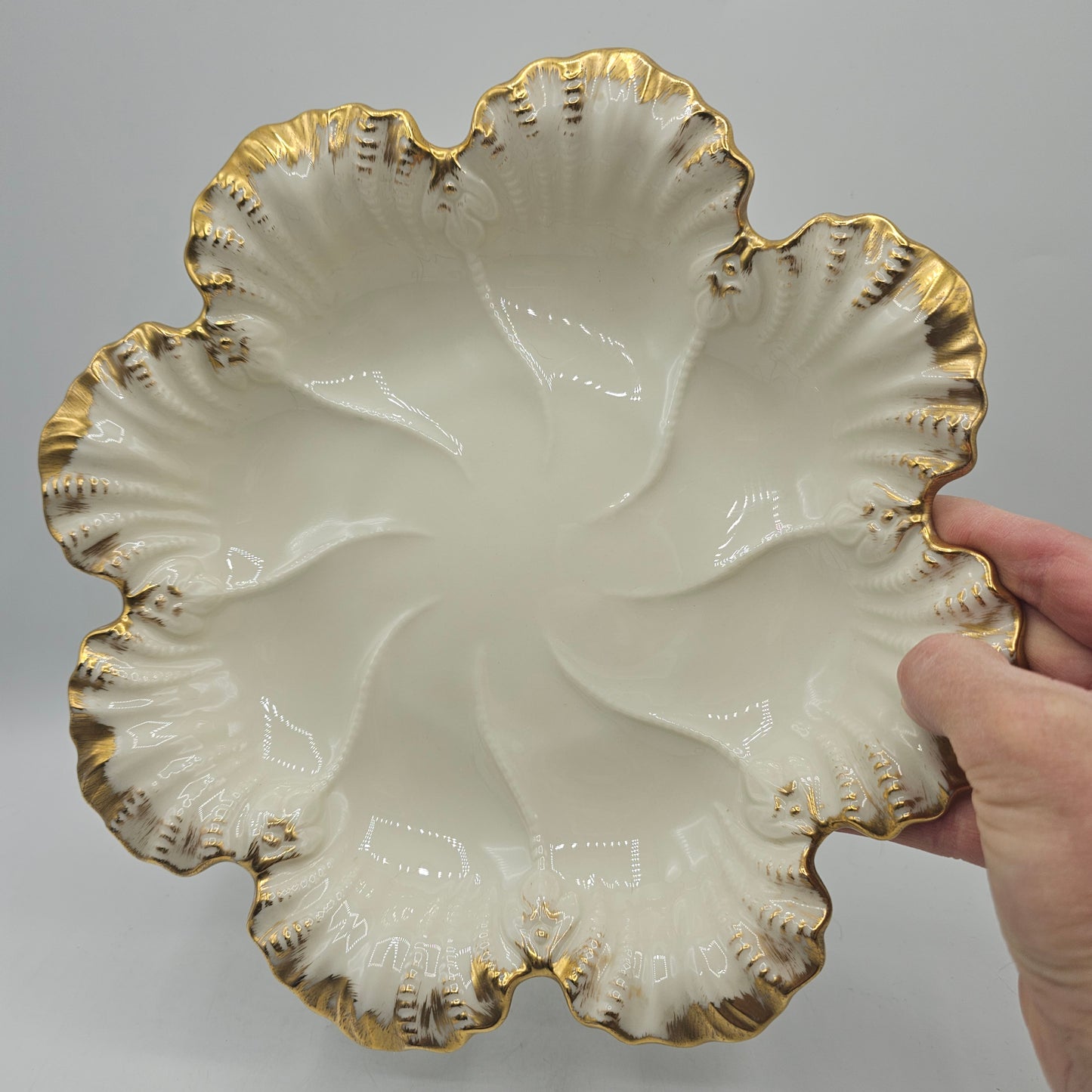 Vintage Lenox Oyster Plate. Ivory Porcelain with 24 Carat Gold Gilding