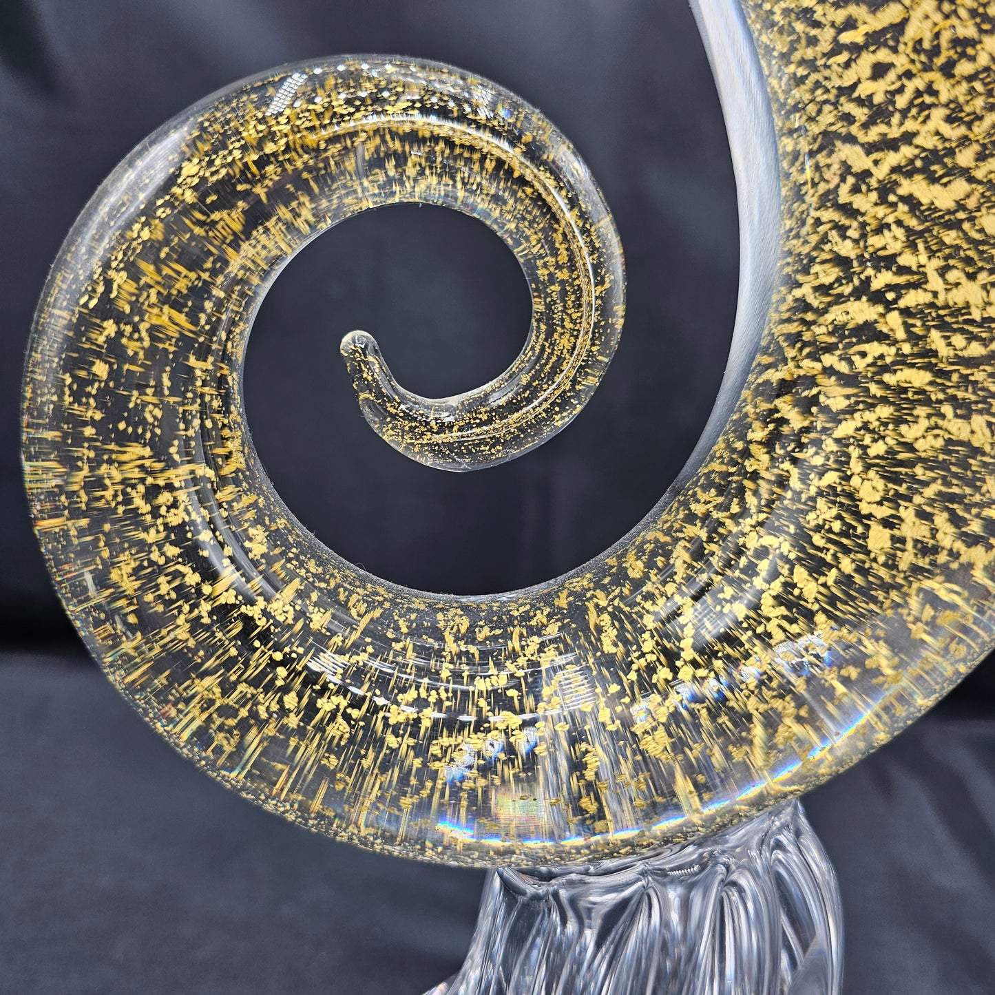 Art Glass Sculpture "S" with Gold Leaf