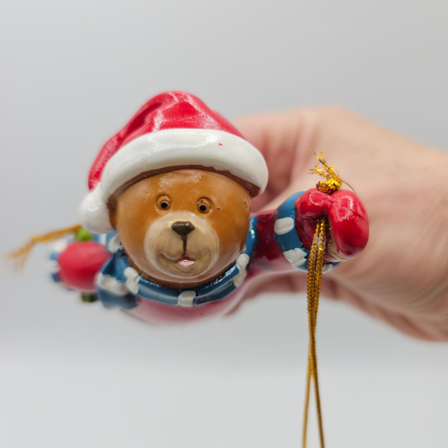 Teddy Bear with Red Glass Ball Christmas Tree Ornament