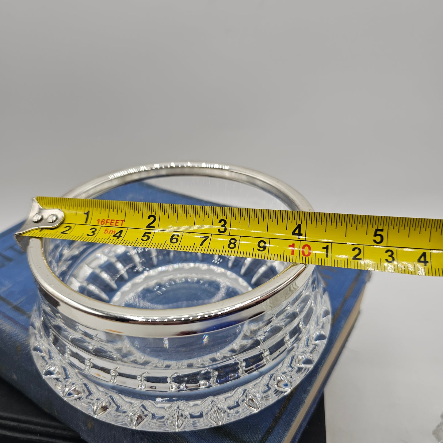 Crystal Candy Dish (Candle Holder) with Silver Plate Rim