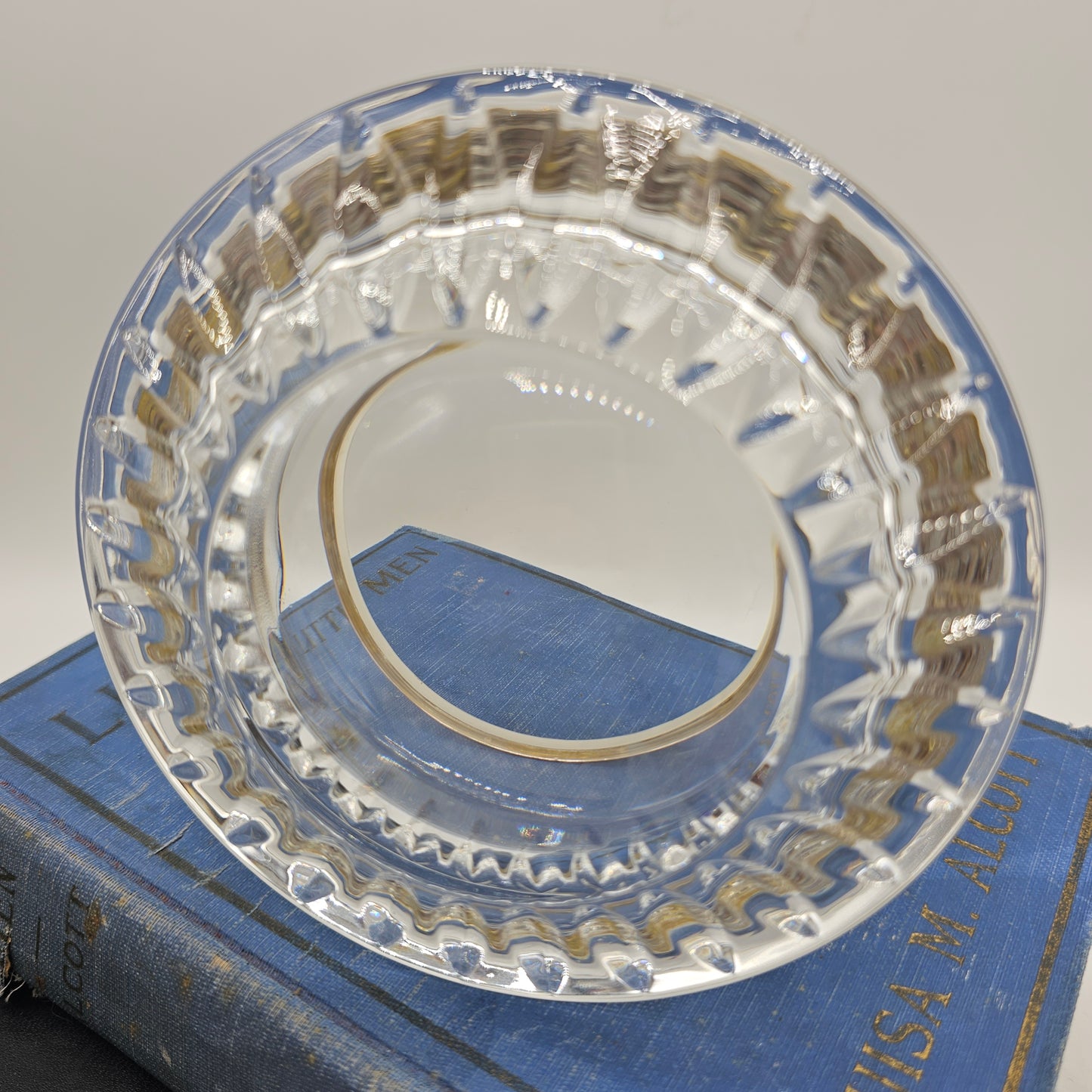 Crystal Candy Dish (Candle Holder) with Silver Plate Rim