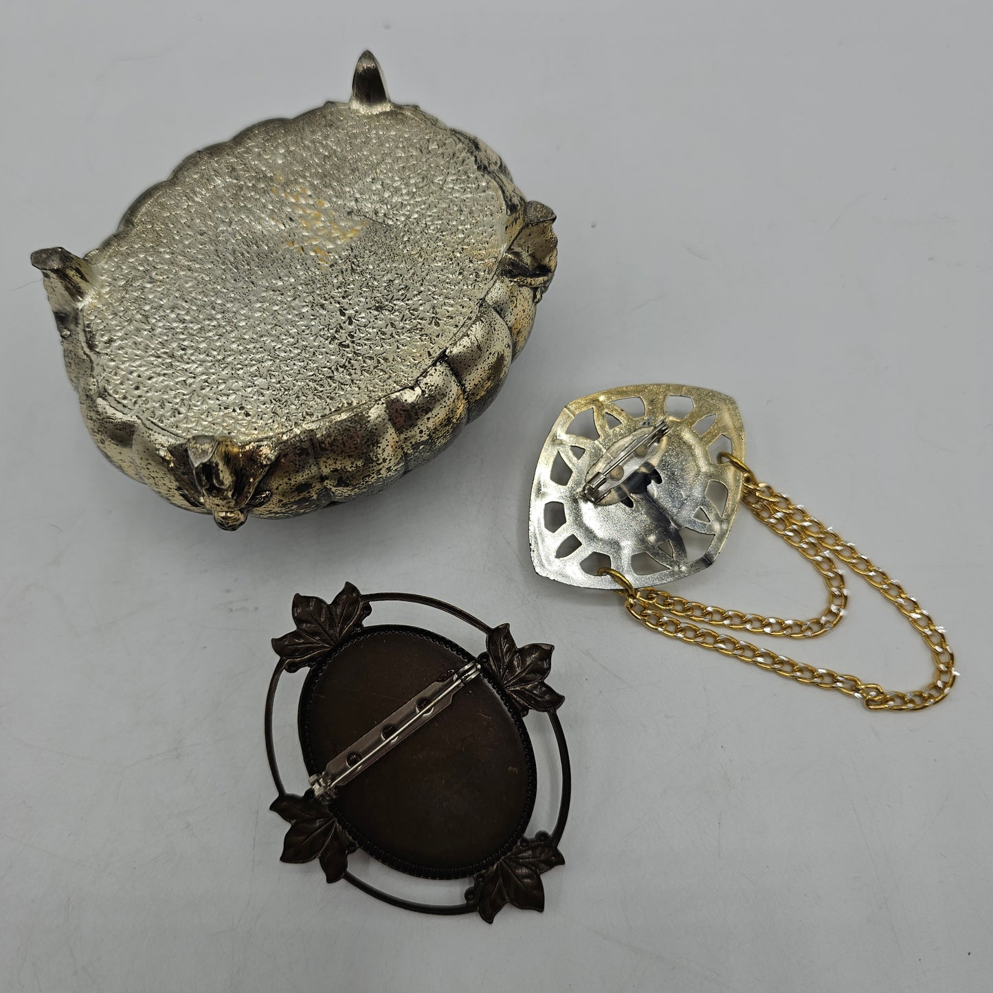 Oval Trinket Box with Fashion Brooches