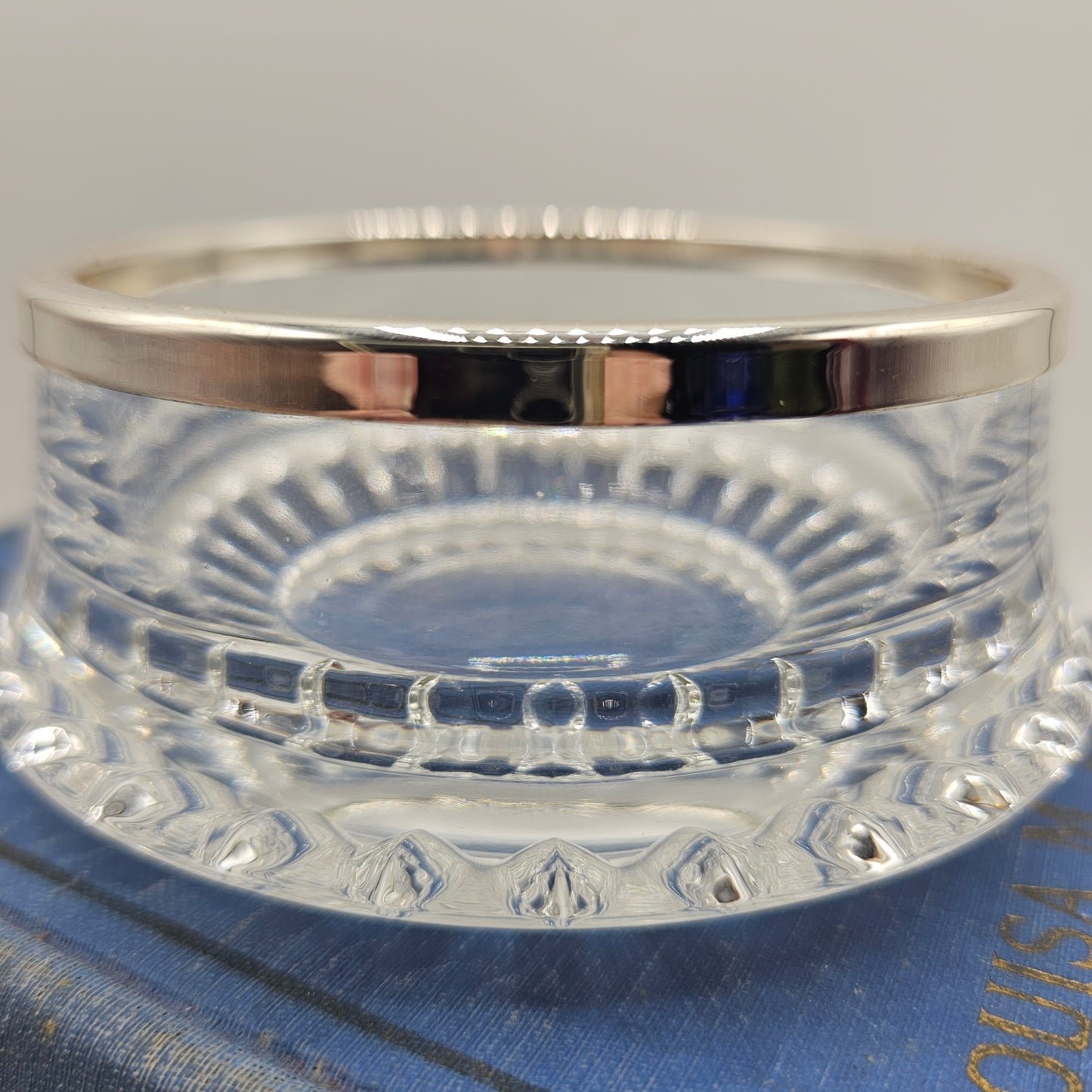 Crystal Candy Dish (Candle Holder) with Silver Plate Rim