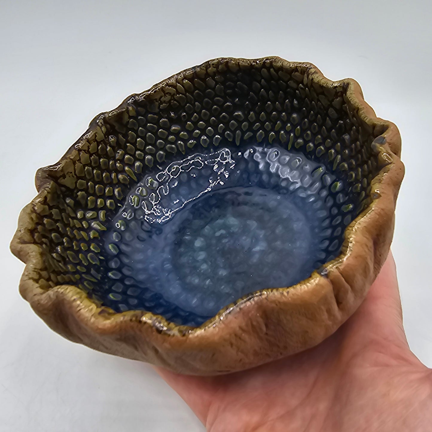 Art Pottery "Snake Skin" Textured Glazed Bowl