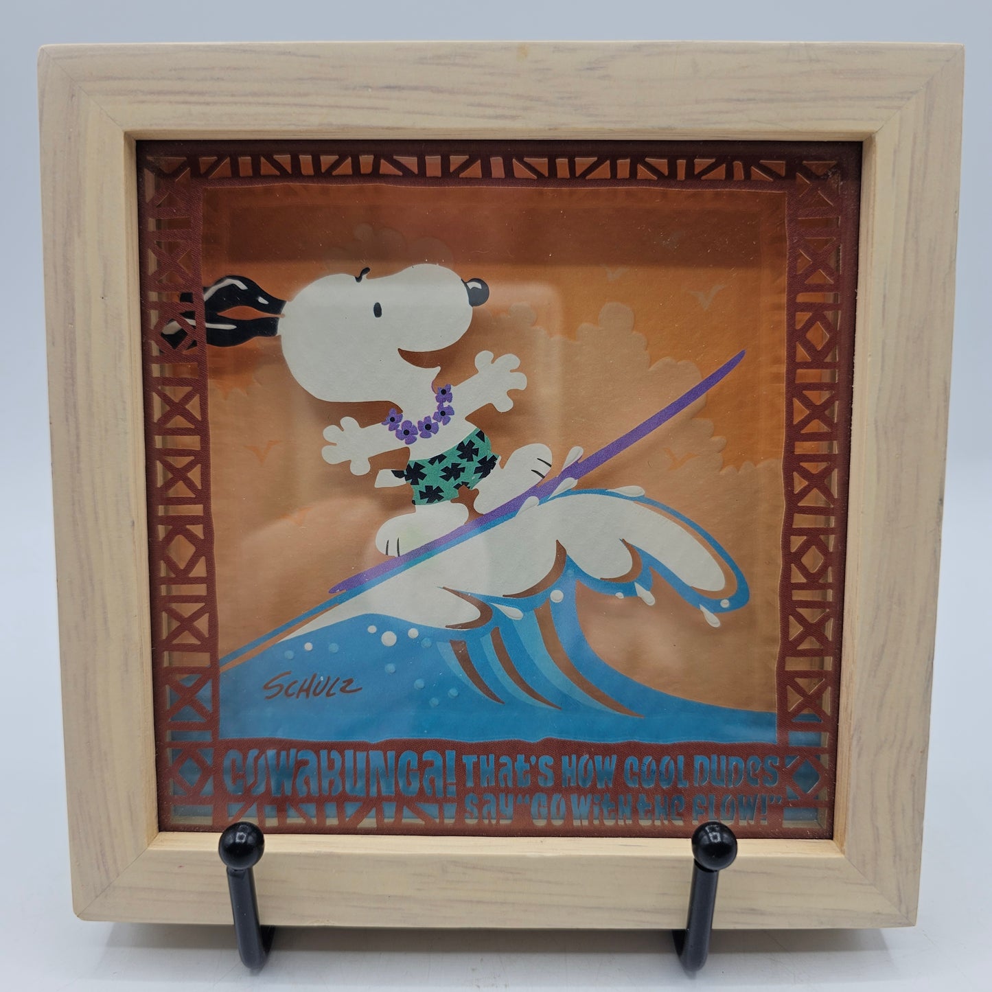 Surfing Snoopy Shadow Box Art. Cowabunga Dudes!